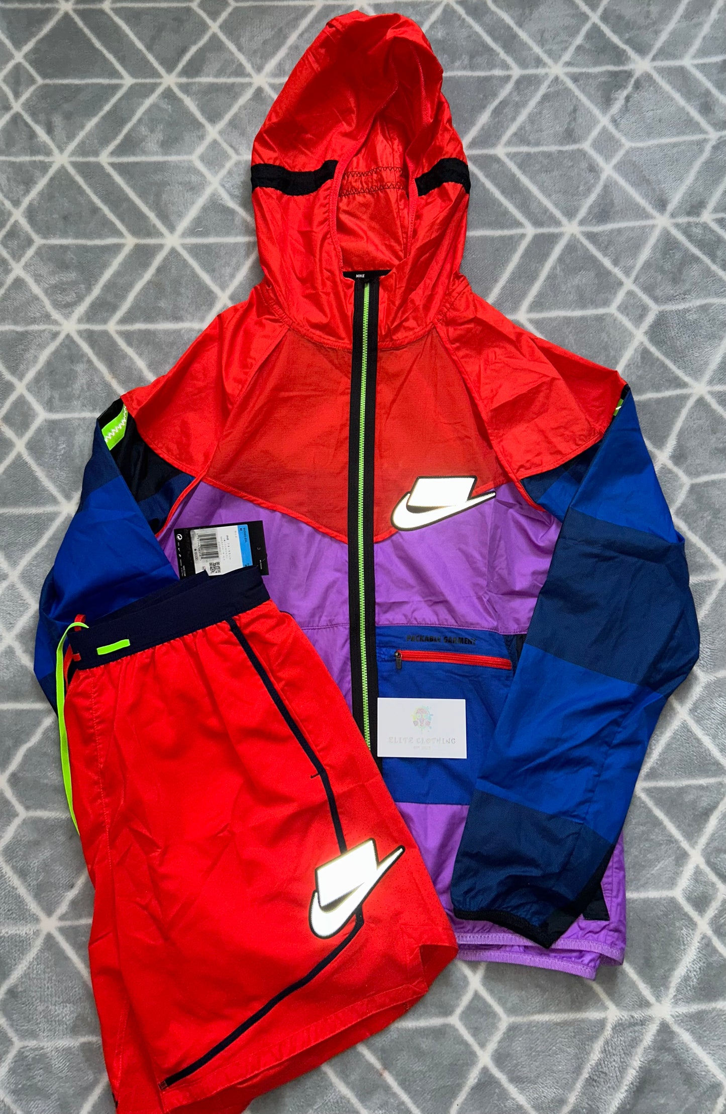 Nike Meekz Windbreaker - Purple/Red with red shorts