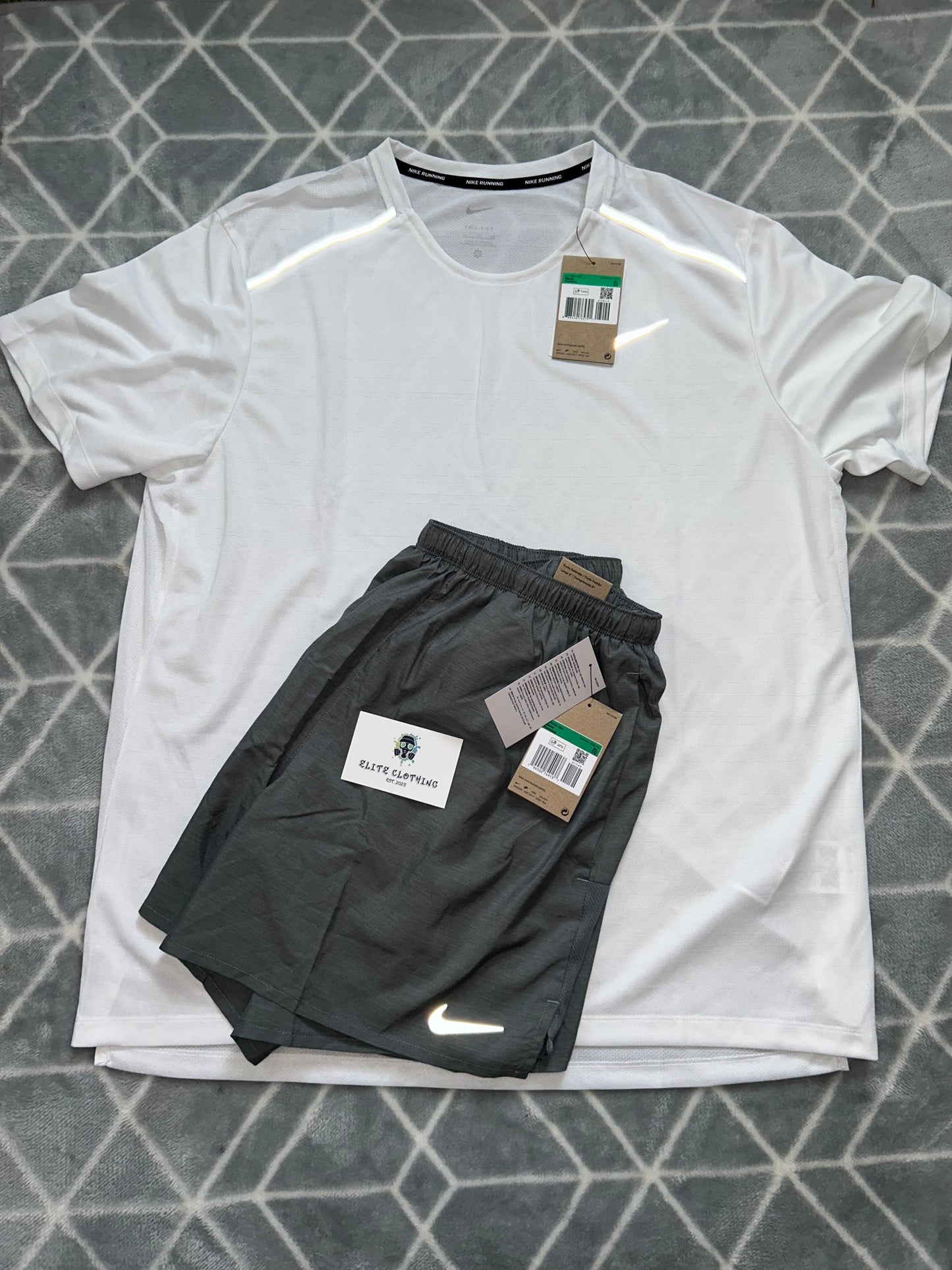 Nike white miller set grey shorts