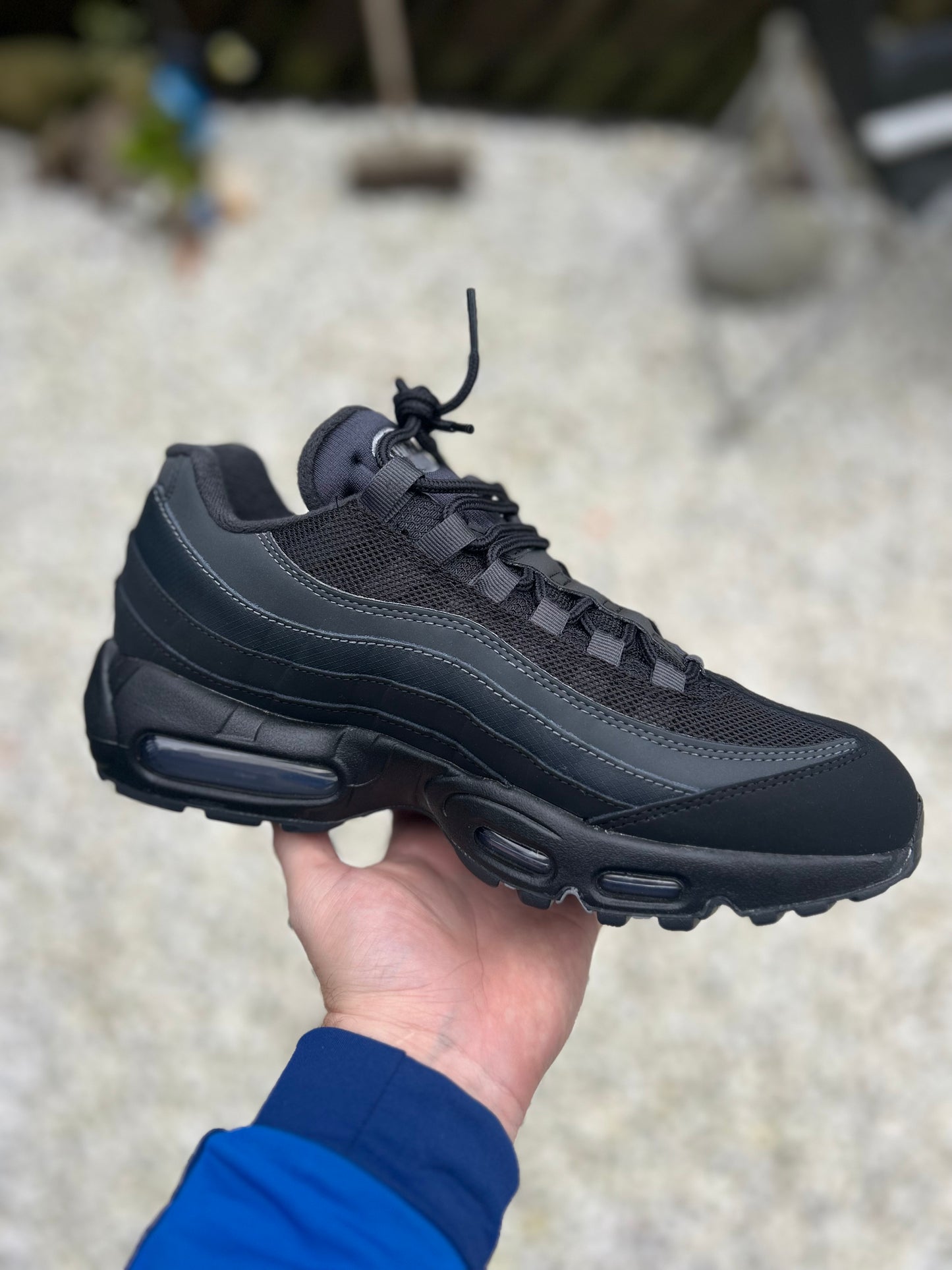 Air max 95s black and smoke grey